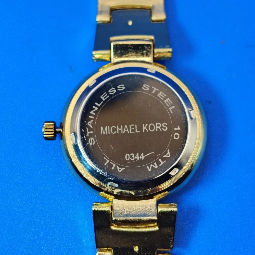 Vintage 2013 Michael Kors MK Logo Rhinestone Bust Down 35mm Women's Quartz Watch